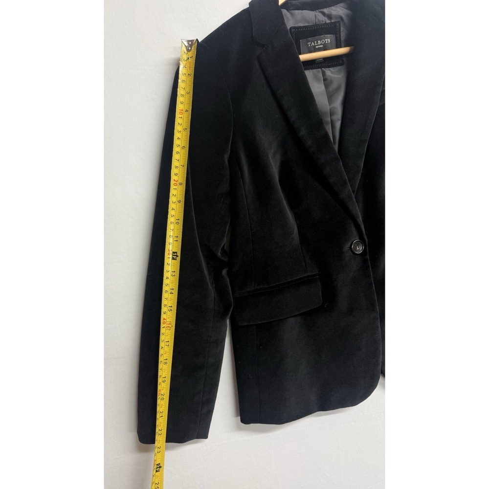 Talbots Petites 6P Black Velvet Blazer Jacket Women's Petite Classic One Button - Picture 4 of 11